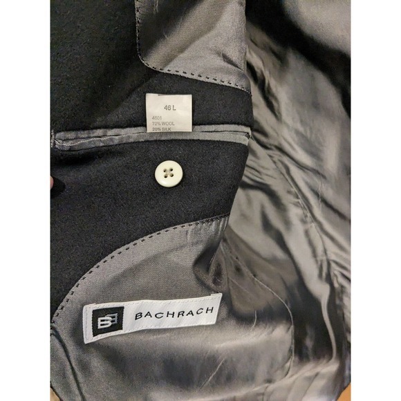 Bachrach Mens Black‎ FORMAL WEDDING Jacket Coat 46L  Aprox Wool Silk Cashmere - Picture 5 of 5